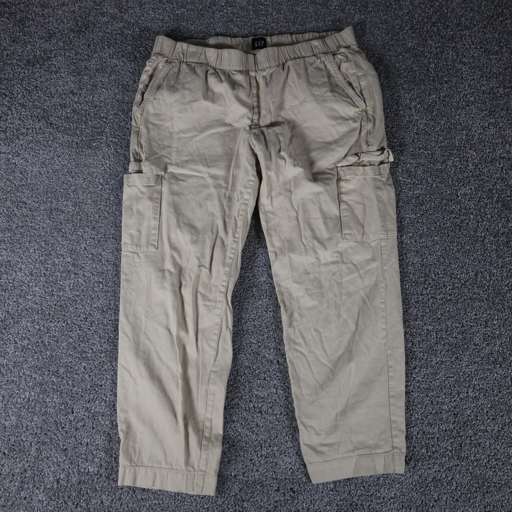 Gap Men's XL Khaki Cargo Jogger Pants Elastic Waist Cuffed Ankle Utility Pockets